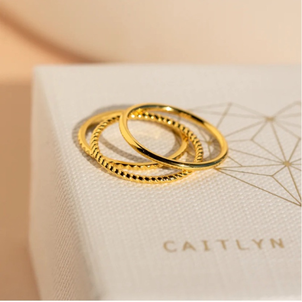 18K Stacking Rings Set by Caitlyn Minimalist
